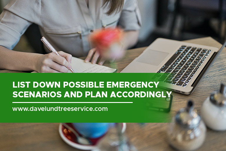 List down possible emergency scenarios and plan accordingly